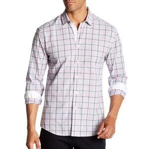 Vince Camuto Men's Long Sleeve Button Down Black Pink Plaid Shirt XS